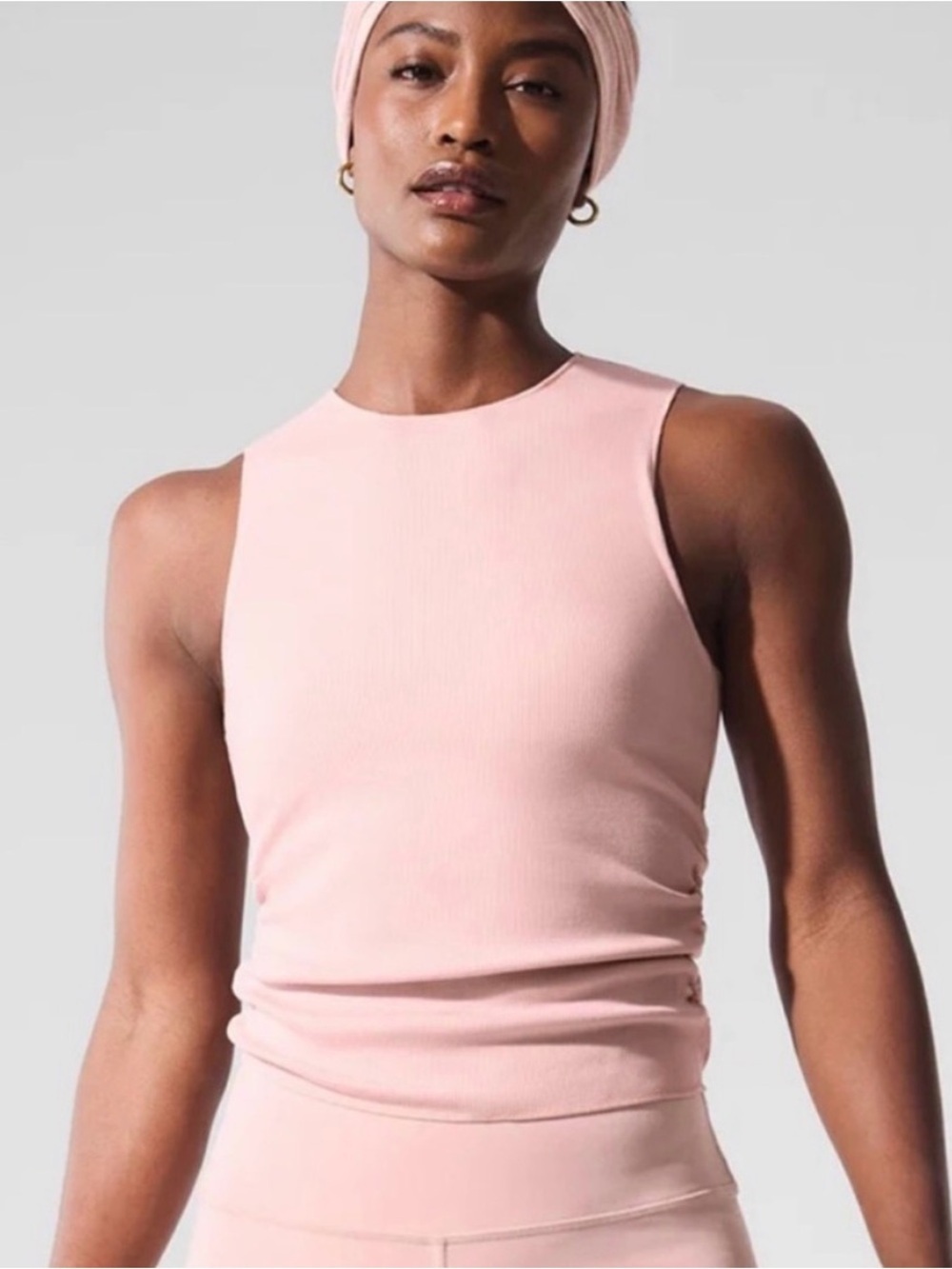 ALO Yoga Ribbed En Pointe Tank Small Pink Quartz NWT